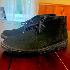 CLARKS Black Suede Leather Chukka Boots